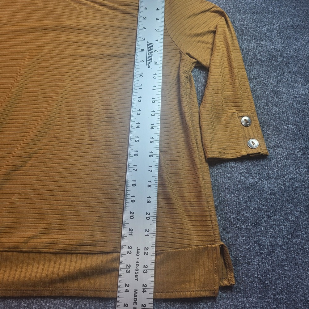 Green Envelope Los Angeles Mustard Yellow Ribbed 3/4 Sleeve Top Small Made in US - Picture 4 of 7